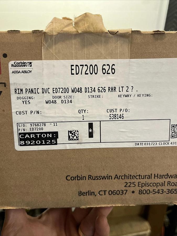 (NEW) Corbin Russwin ED7200 626 Crossbar Rim Exit Device 48” Narrow Stile Satin*