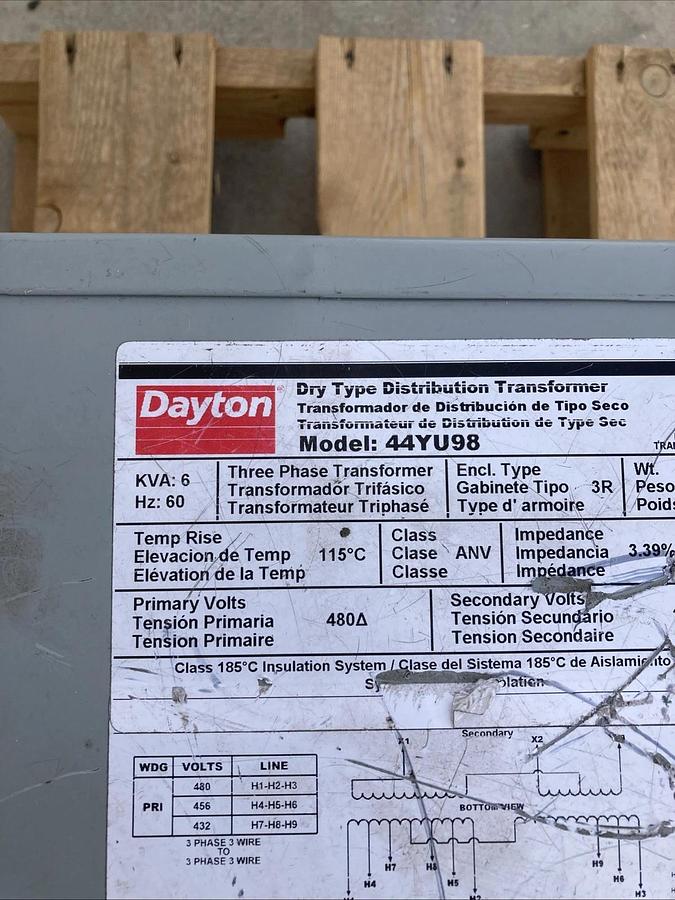 DAYTON General Purpose Transformer 44YU98 240/480VAC, 150VA | U.S.A. SELLER
