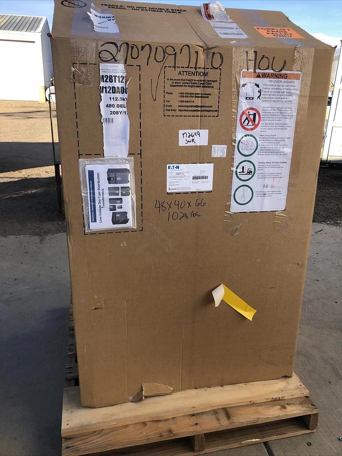 Used EATON V48M28T1216LS47 3 PHASE 112.5 KVA DRY TYPE TRANSFORMER 480 X 208Y/120 NEW*