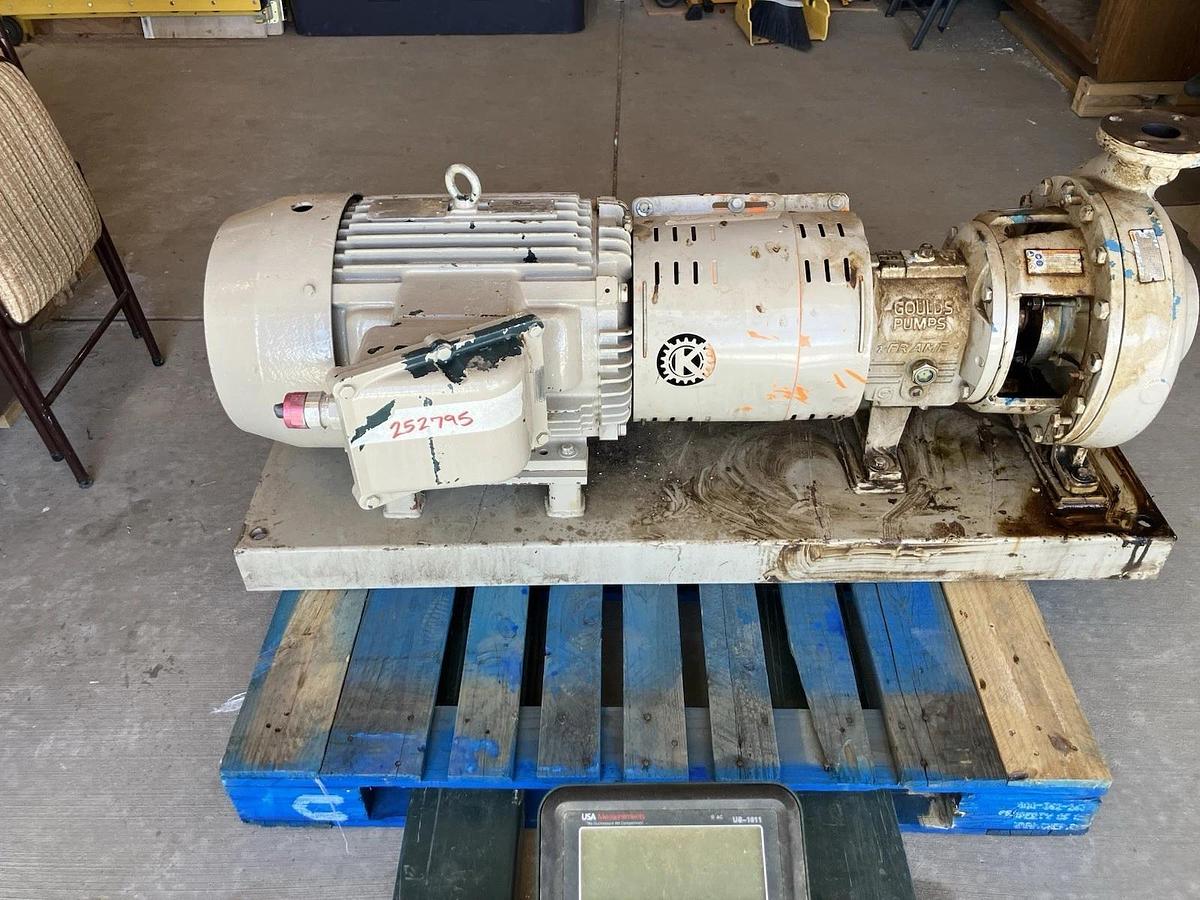 Used DIRTY GOULDS 2x3-13 CENTRIFUGAL PUMP I-FRAME MDL 3196 W/ Toshiba 0254XPEA41A-P