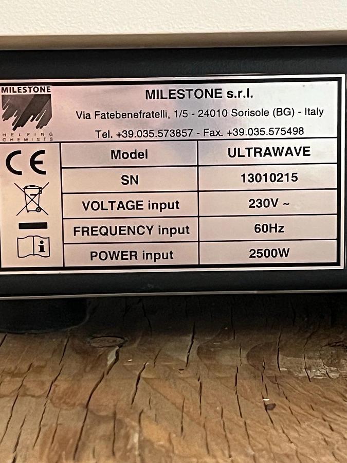 Used Milestone UltraWAVE 1 Single Reaction Chamber Microwave Digestion w/Controller*
