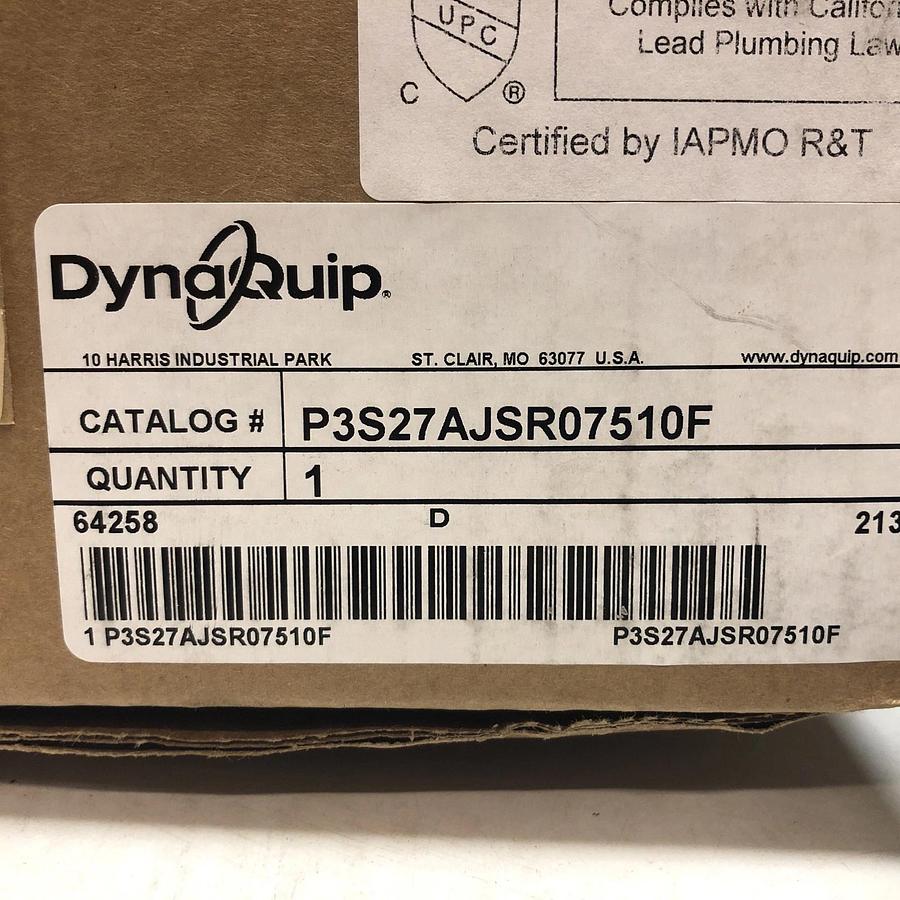 New DYNAQUIP CONTROLS P3S27AJSR07510F Pneumatically Actuated  Two-Way Ball Valve