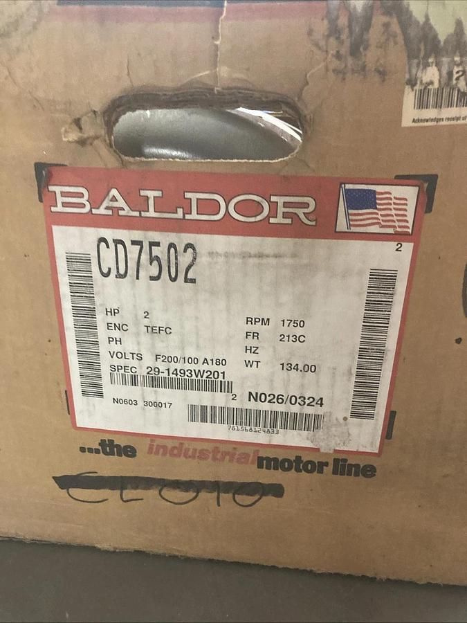 NEW Baldor Motor CD7502 2HP 1750rpm | U.S.A. SELLER