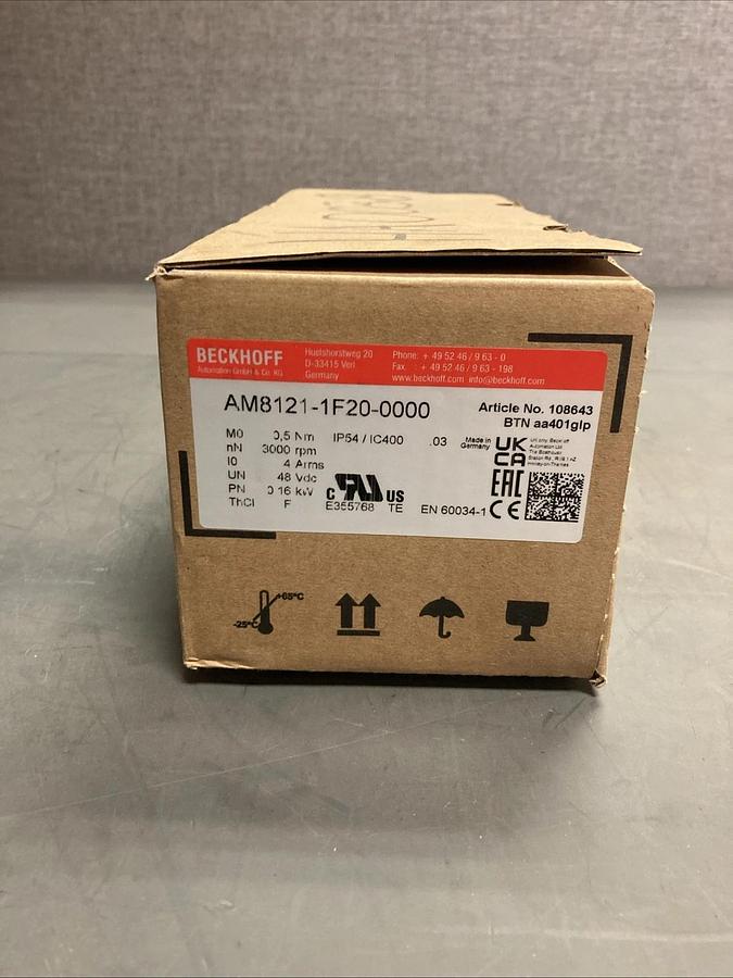 NEW In Box BECKHOFF AM8121-1F20-0000 Compact Low-Voltage Brushless Servo Motor