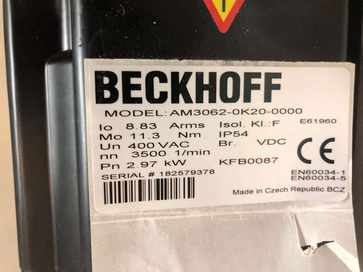 1 New No Box Beckhoff Servomotor AM3062-0K20-0000, 400VAC, 2.97kW, nn 3500 1/min
