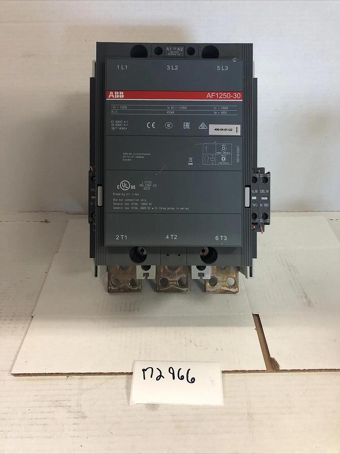 Used ABB AF1250-30 CONTACTOR 1260A 100V W/ (1) CAL18-11 AUXILIARY CONTACTS *