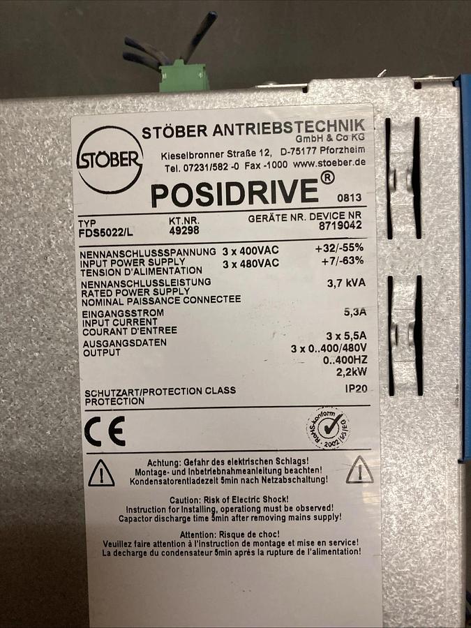 Used Holz Her, STOBER POSIDRIVE FDS5022/L Frequency Inverter 400/480V | U.S.A. SELLER