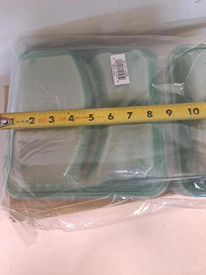 Lot of 50 Boxes GET EC-12-1-JA Eco-Takeout 3-Comp Container Jade 600ct New