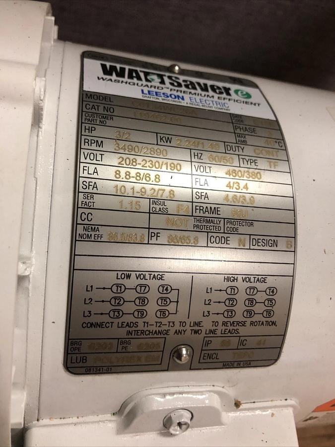 Finish Thompson av5sts3v1c4705J35 Centrifugal 3’ Sump Pump Stainless 3HP 208/460