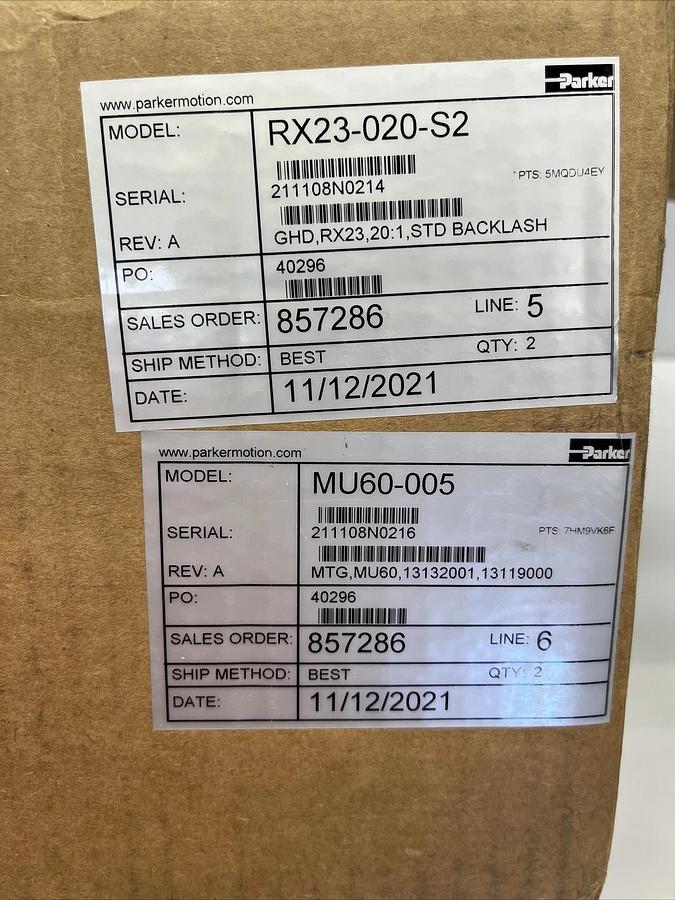(New) PARKER RX23-020-S2 (RX23020S2) Gearmotor Stealth Gearhead RX Rev. A 20:1*-