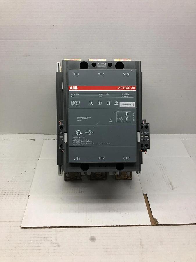 Used ABB AF1250-30 CONTACTOR 1260A 100V W/ (1) CAL18-11 AUXILIARY CONTACTS *