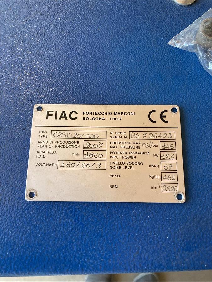 Used FIAC CRS 20 Encapsulated Rotary Screw Air Compressor | U.S.A. SELLER