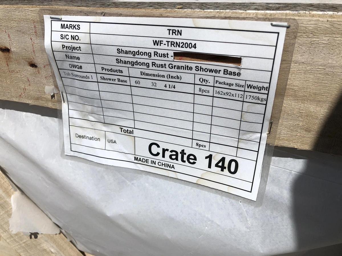 8 NEW Granite shower pan Beautiful Shangdong Rust 60”x32”x4.5” Single Threshold*