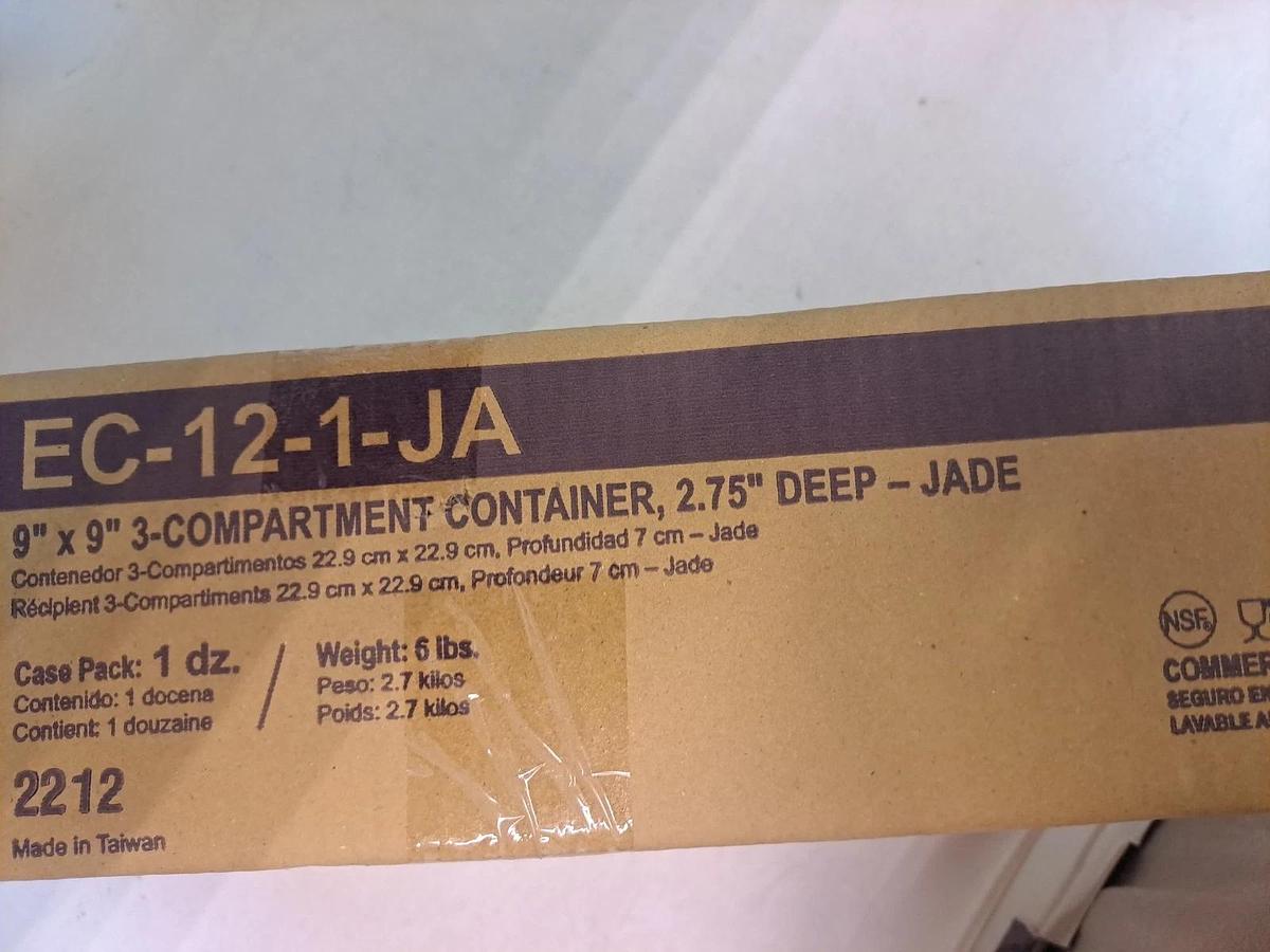 Lot of 50 Boxes GET EC-12-1-JA Eco-Takeout 3-Comp Container Jade 600ct New