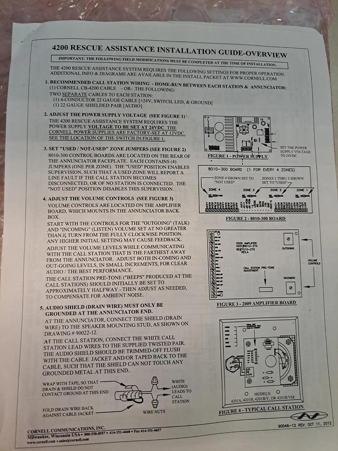 Cornell Communications 4200 Analog Emergency Communication System NEW