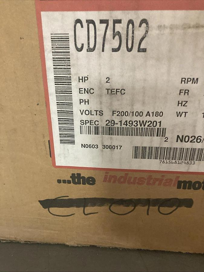 NEW Baldor Motor CD7502 2HP 1750rpm | U.S.A. SELLER