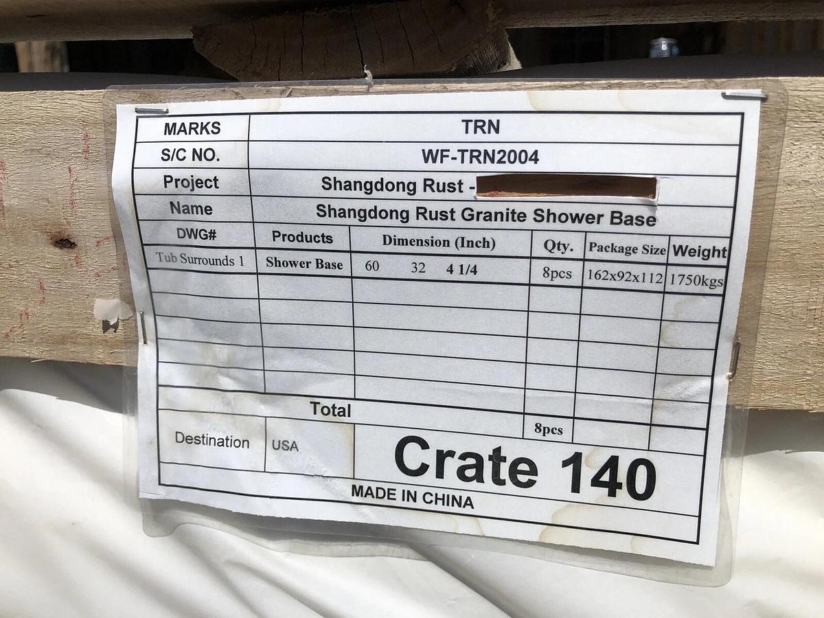 8 NEW Granite shower pan Beautiful Shangdong Rust 60”x32”x4.5” Single Threshold*