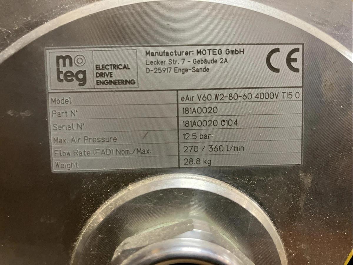 NEW MOTEG EV Air Compressor eAir V60 W2-80-60 4000V TI5 0 Onboard Electric Air*