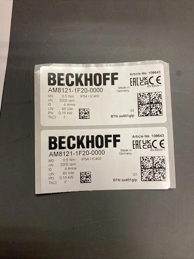 NEW In Box BECKHOFF AM8121-1F20-0000 Compact Low-Voltage Brushless Servo Motor
