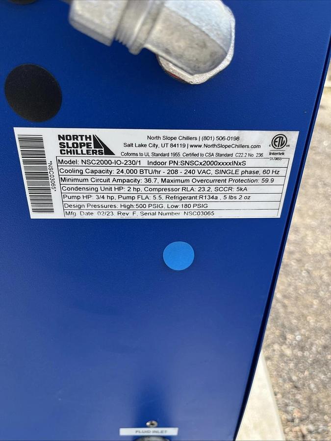 Used North Slope Chiller CBNSC2000-I/O-230/1 24 000BTU 3/4HP MFG: 02/23 | USA SELLER