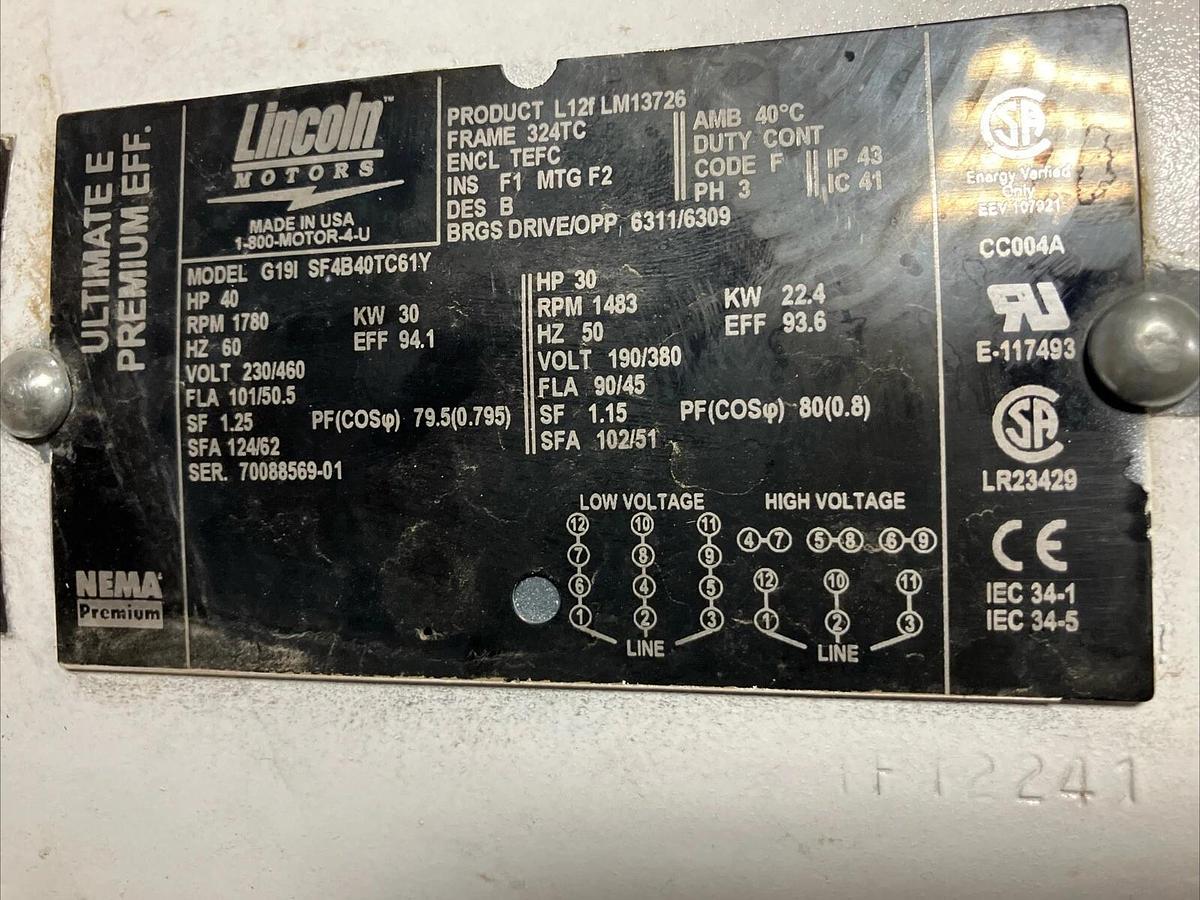 Used A10VSO100 DRG/31R PKC62N00 PISTON PUMP W/ Lincoln 3 Phase SF4B40TC61Y Motor *