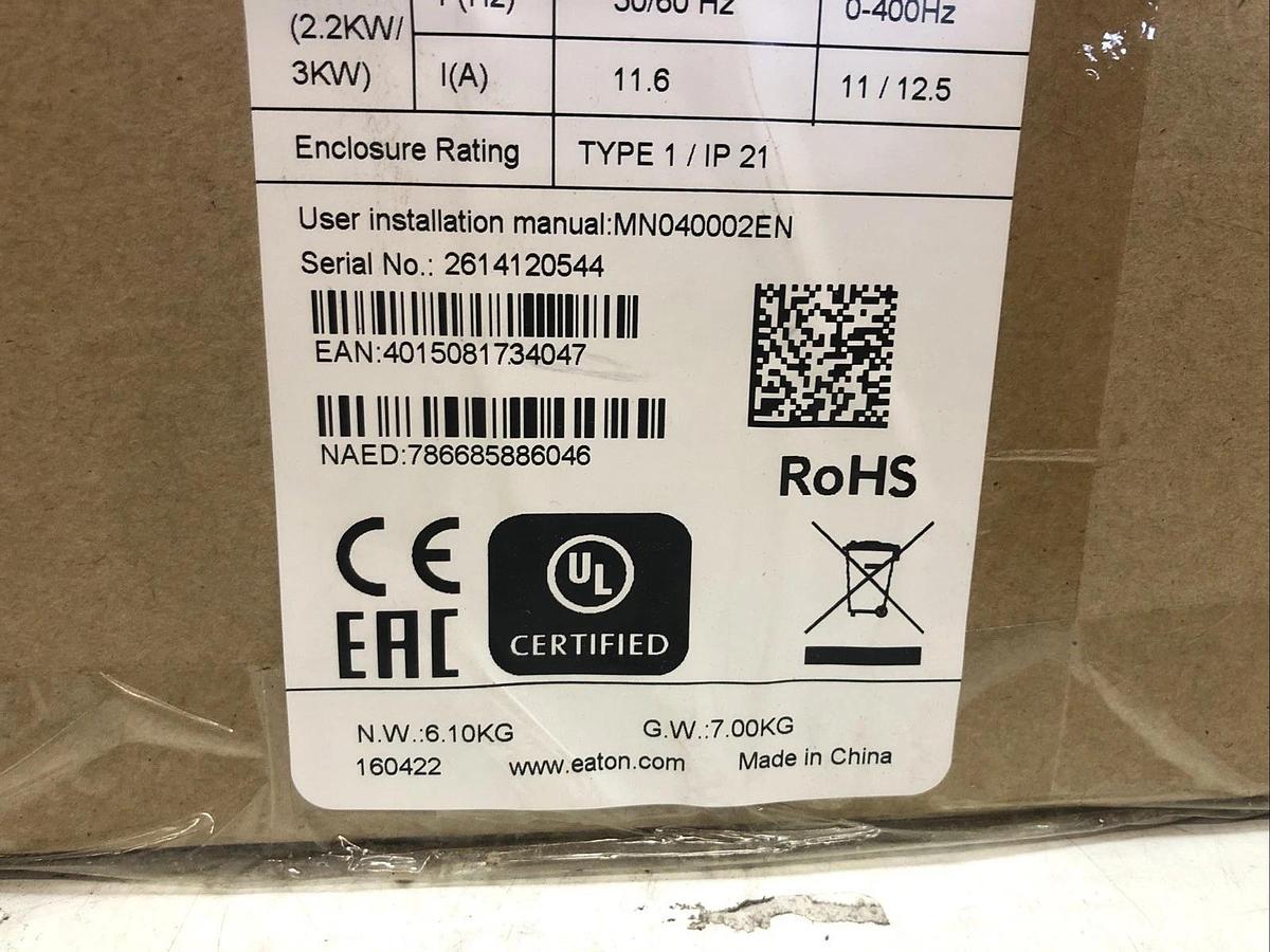 1 NEW EATON CORPORATION DG1-32011FB-C21C, Input 208-240V, Output 0~Vin, 50-60Hz