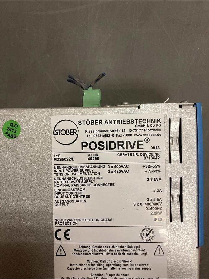 Used Holz Her, STOBER POSIDRIVE FDS5022/L Frequency Inverter 400/480V | U.S.A. SELLER