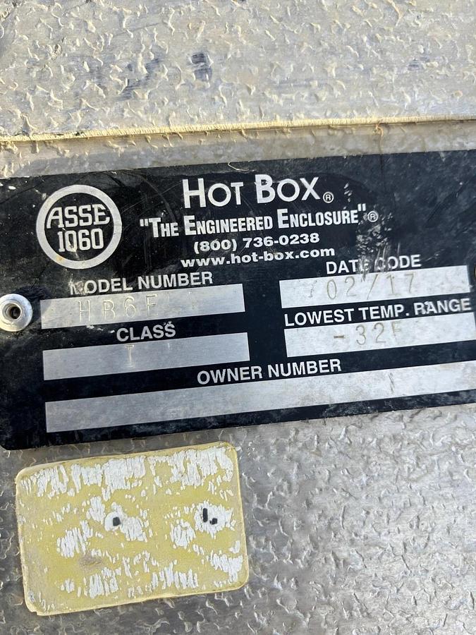 Used Hot Box Aluminum Insulated Enclosure HB6E Class 1 Box Only 108”x39”x65” USED??