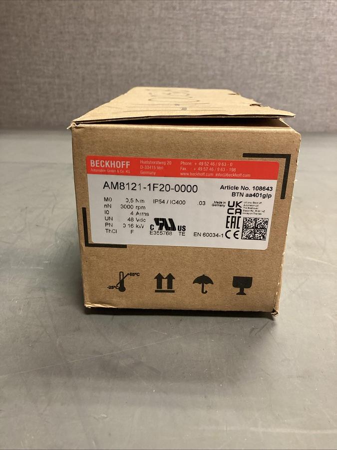 NEW In Box BECKHOFF AM8121-1F20-0000 Compact Low-Voltage Brushless Servo Motor