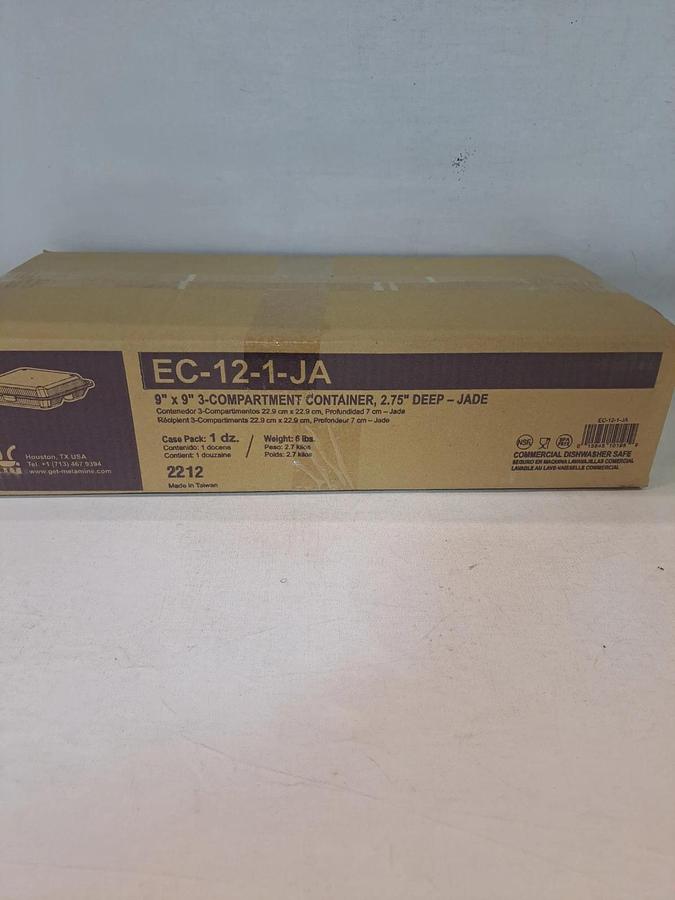Lot of 50 Boxes GET EC-12-1-JA Eco-Takeout 3-Comp Container Jade 600ct New