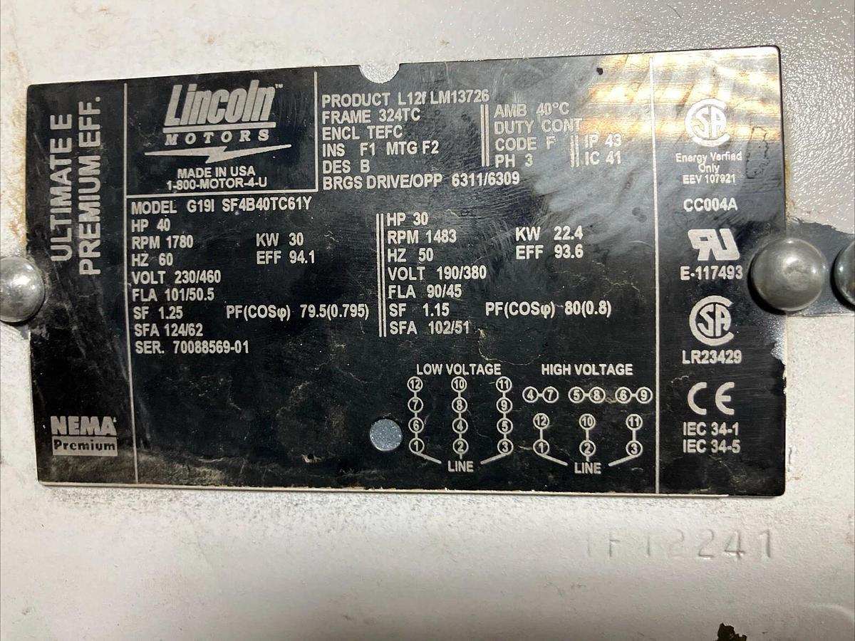 Used A10VSO100 DRG/31R PKC62N00 PISTON PUMP W/ Lincoln 3 Phase SF4B40TC61Y Motor *