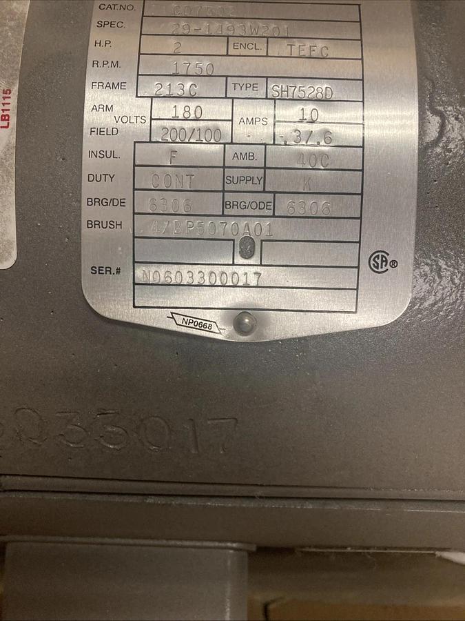 NEW Baldor Motor CD7502 2HP 1750rpm | U.S.A. SELLER