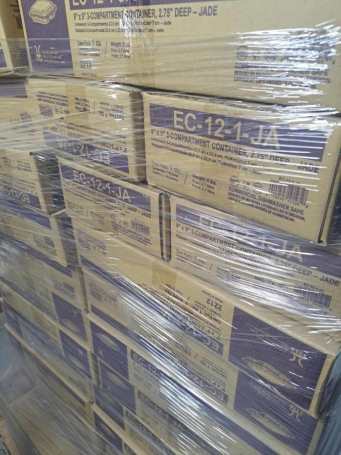 Lot of 50 Boxes GET EC-12-1-JA Eco-Takeout 3-Comp Container Jade 600ct New