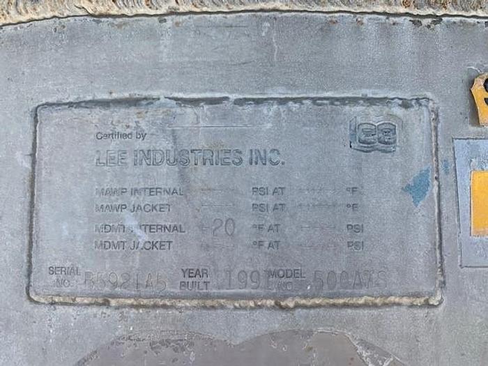 Used 500 Gallon Lee Stainless Steel Mixing Kettle Model 500 A7S