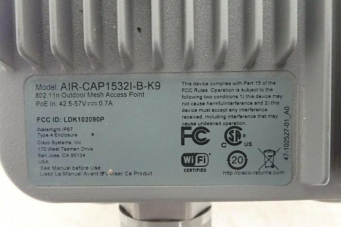 Used Cisco Model AIR-CAP1532I-B-K9 802.11n Outdoor Mesh Wireless Access Point