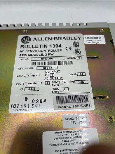 Used ALLEN BRADLEY 1394C-AM03 SER. C