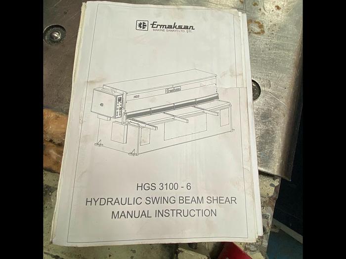 Used 2004 Ermaksan HGS3100 x 6mm Guillotine Shears