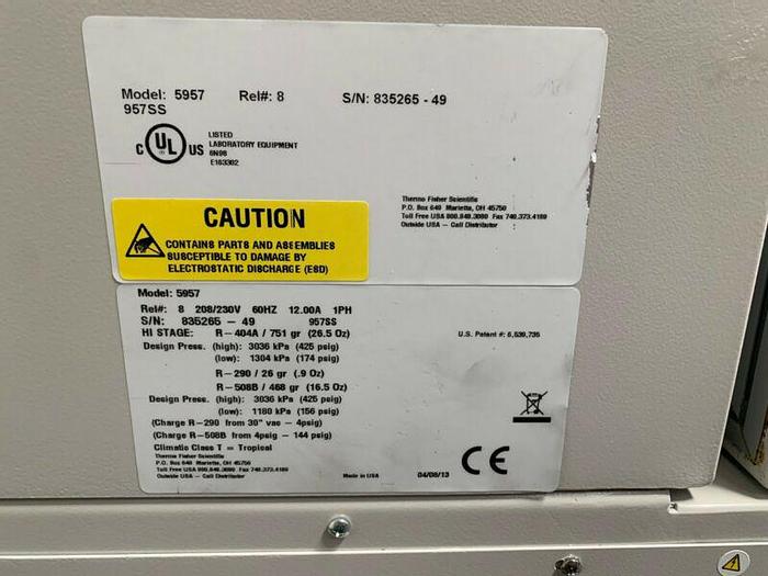 Used Thermo Scientific 5957 -86ºC Ultra Low Laboratory Freezer 23 Cu Ft 230V