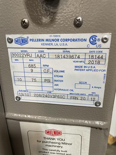 Used 2018 MILNOR 60LB WASHERS (3 AVAILABLE)