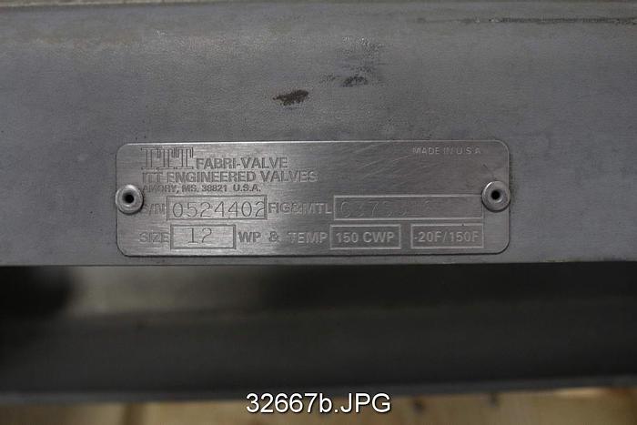 Used Fabri 12" Hand Operated Knife Gate Valve #32667