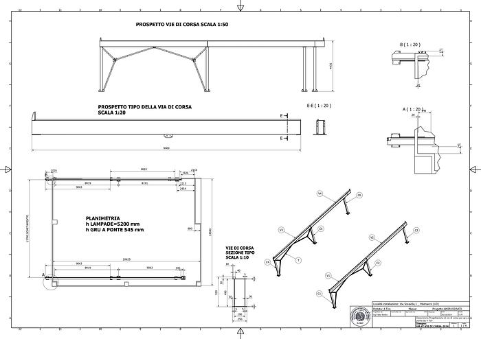 Usato Carroponte OMIS GSB 4, portata 4 tonnellate completo di struttura portante