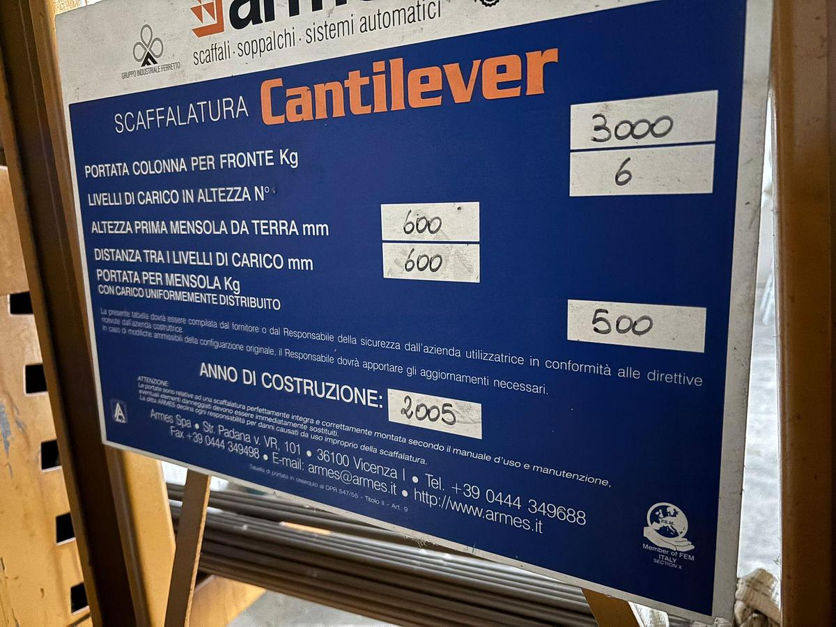 Usato Scaffalature cantilever monofronte h 3500x1800 mm usate