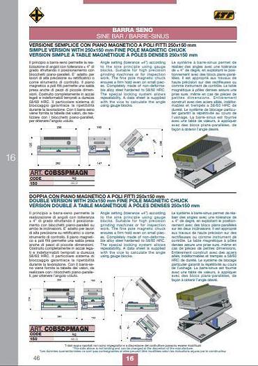 Usato CUTER barra seno doppio con piano magnetico 150x250 per rettifiche