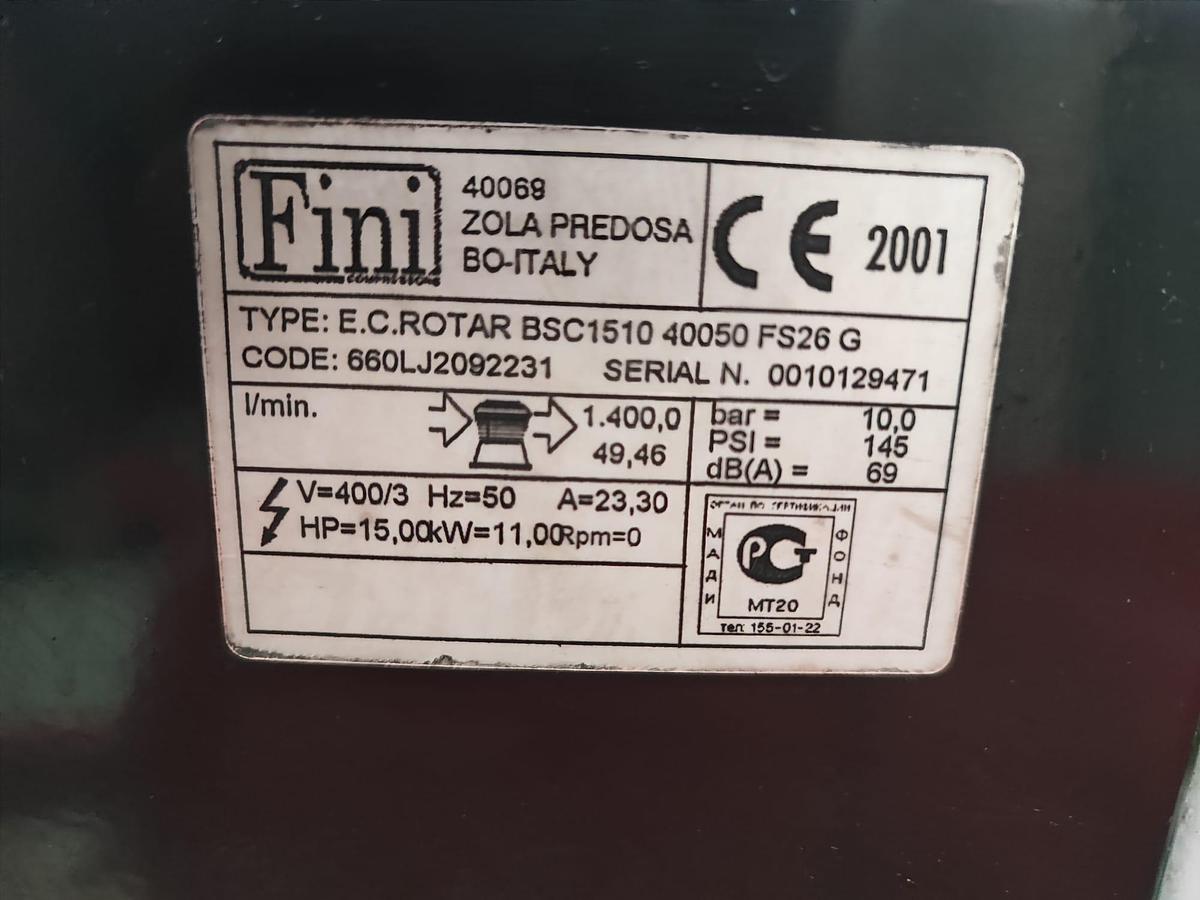 Usato Compressore industriale a vite silenziato FINI BSC 15 + Essicatore CECCATO DLX50 + serbatoio 500Lt