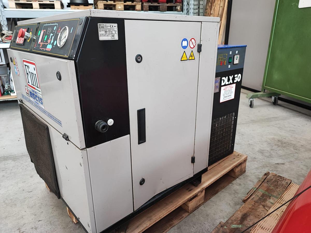 Usato Compressore industriale a vite silenziato FINI BSC 15 + Essicatore CECCATO DLX50 + serbatoio 500Lt