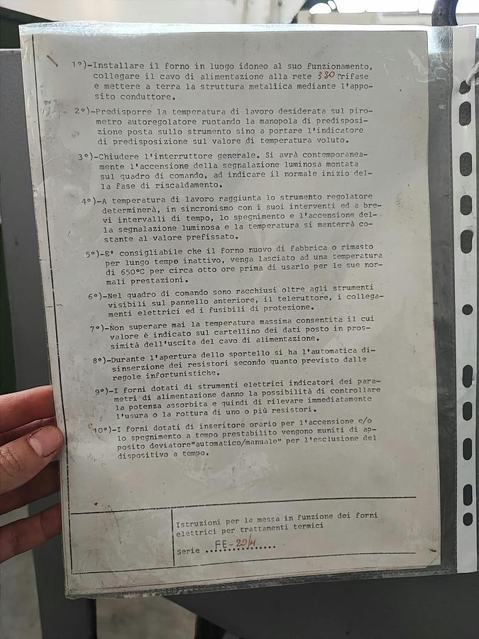 Usato Forno da trattamento termico elettrico a muffola PREVITALI MILANO FE 20/H