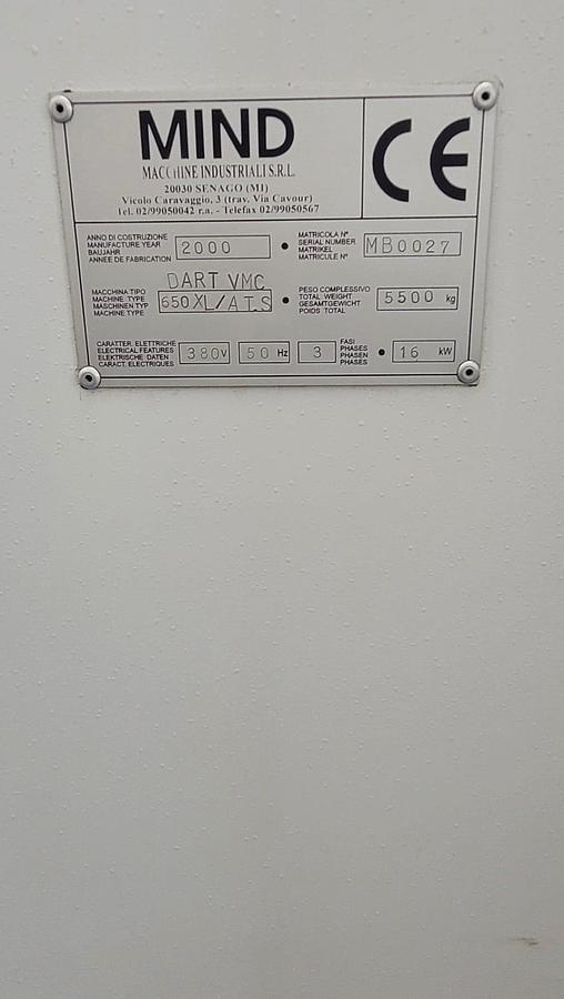 Usato Centro di lavoro verticale DART VMC 650 XL/A TWIN SPEED | 800x500x610 | CNC Fanuc