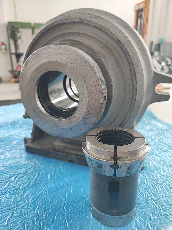 Usato Base statica pneumatica orizzontale/verticale, passaggio barra 60mm