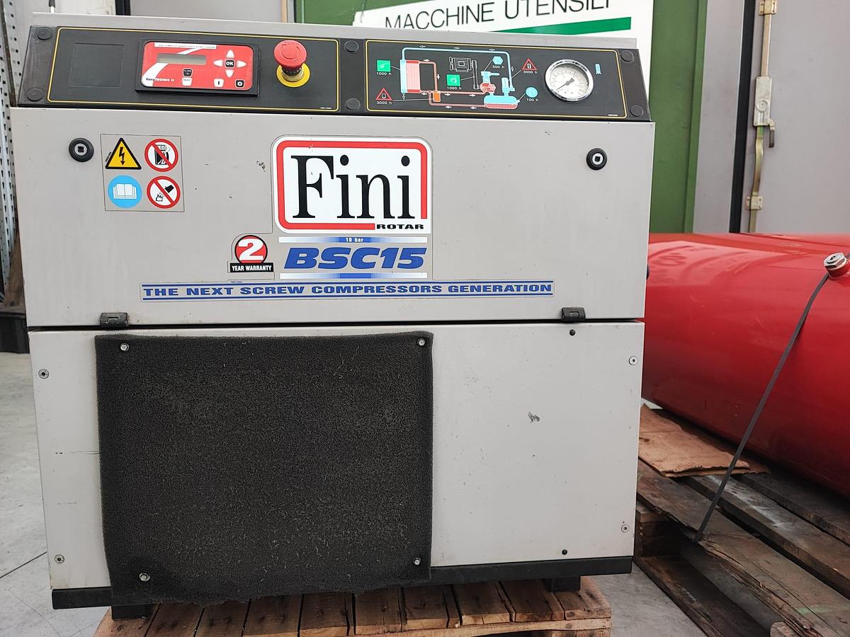 Usato Compressore industriale a vite silenziato FINI BSC 15 + Essicatore CECCATO DLX50 + serbatoio 500Lt