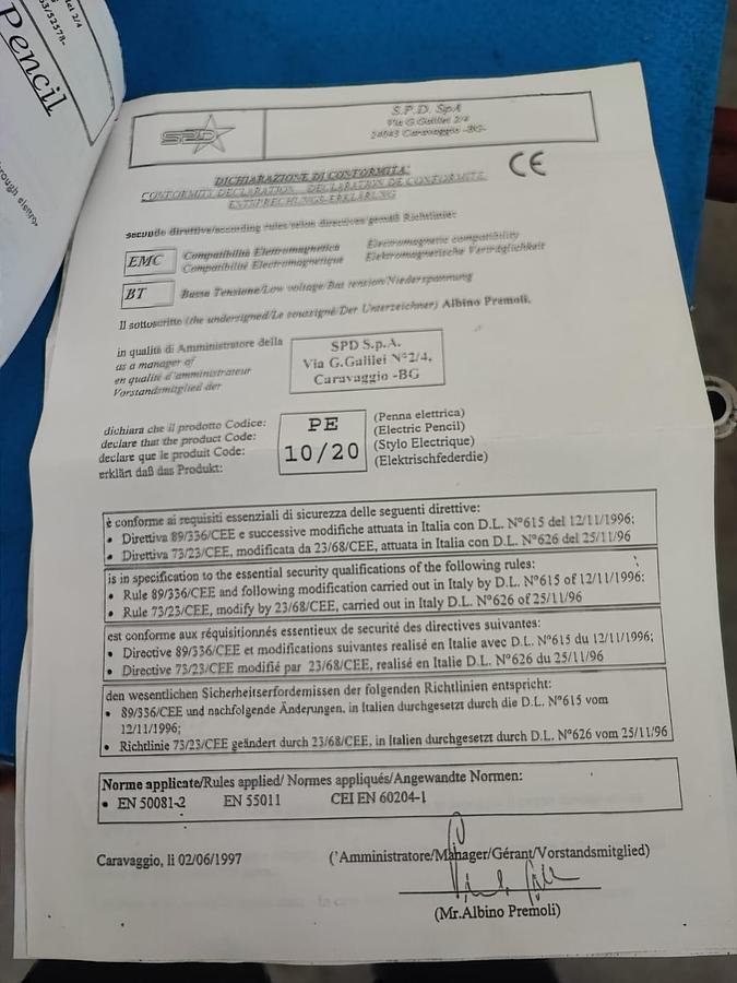 Usato SPD PE10 penna elettrica per incisione su metalli ferrosi con regolazione elettronica della potenza